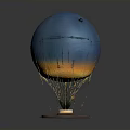 Hot Air Balloon Models With Blue Orange Gradient Green Brown Bases Metal Frames And Lights