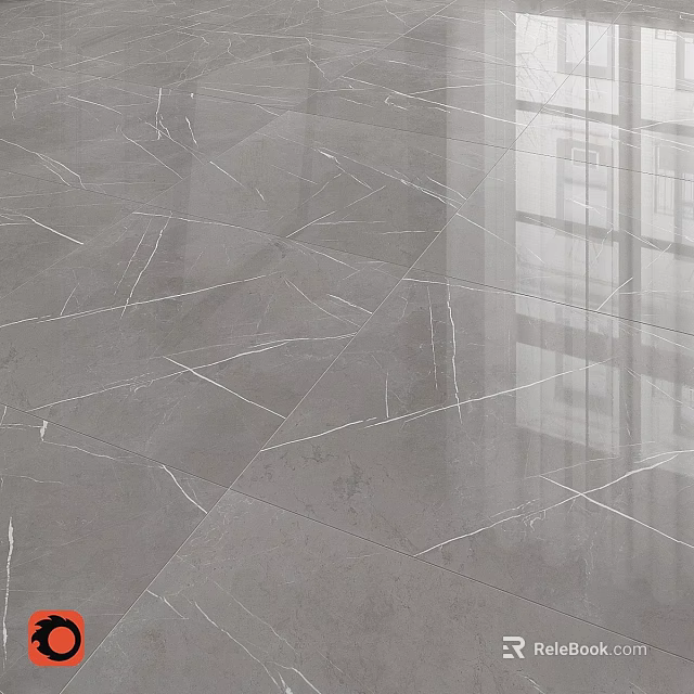 Gray Marble Patterned Floor With White Veins And Smooth Surface Texture 3d model