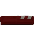 Stylish Red Sectional Sofa With Two Gray Decorative Pillows 3d model