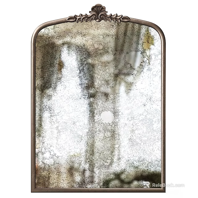 Vintage Aged Mirror With Textured Surface Reflection 3d model 