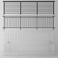 Multiple Metal Fence Designs Featuring Black and White Horizontal Vertical Bars for Outdoor Spaces