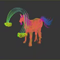 Transparent Unicorn Sculpture With Rainbow And Cloud Accents And Reflection On Dark Background