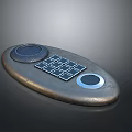 Oval Shaped Control Panel With Metal Surface Circular Buttons And Grid Keypad 3d model
