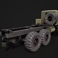 Military Green Off Road Truck With Open Cargo Bed And Large Tires