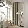 Casual Light Colored Sofa Set With Cushions By The Window Green Plants And White Curtains 3d model