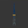 Blue Industrial Construction Crane With Tall Tower Boom And Stable Base Design