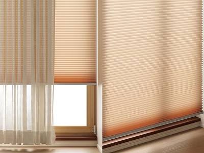 Elegant Roman Blinds In Beige And Light Brown Tones For Window Interior Decoration With Natural Light 3d model