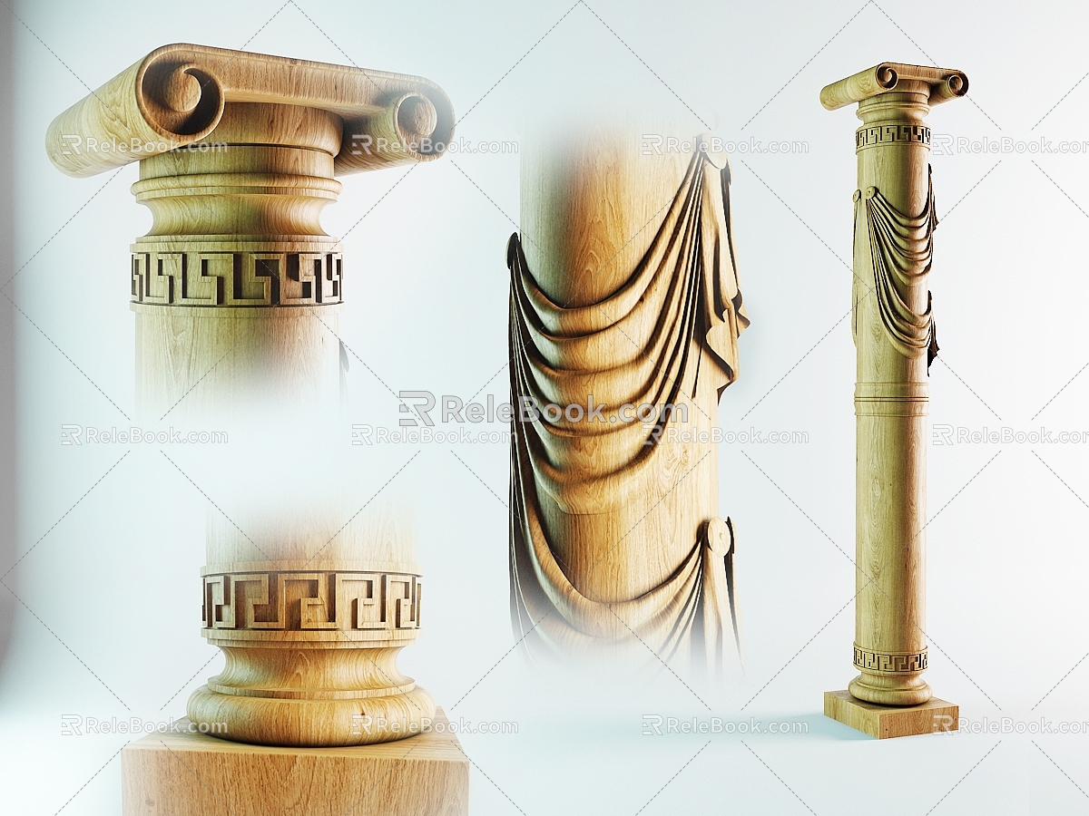 European Roman Column Wooden Roman Column 3d model