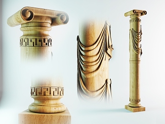 European Roman Column Wooden Roman Column 3d model