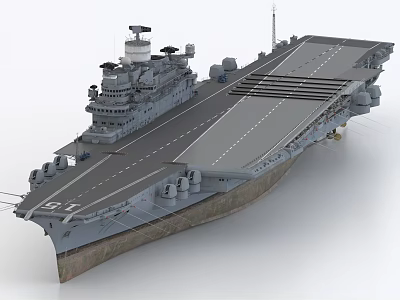 Modern Naval Aircraft Carrier With Long Flight Deck And Radar Systems Military Ship Design 3d model