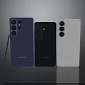 Samsung Smartphones in Three Colors Purple Dark Blue White With Camera Module Design