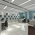 Modern Spacious Office Interior With Office Desks Filing Cabinets Water Dispenser And Potted Plant