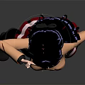 3D Anime Character Model Wearing Red Bow Brown Top Red Skirt And Black Thigh Highs