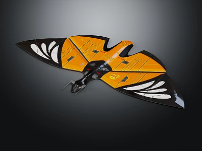 Orange And Black Bat Wing Toy Model Featuring Detailed Wing Design And Flying Structure 3d model