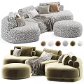Modern Sectional Sofa With Plush Pillows Cozy Blanket And Ottoman Color Options