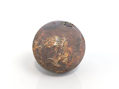 Rusty Iron Ball With Textured Rusted Surface And Vintage Appearance On White Background 3d model