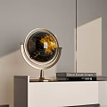Minimalist Modern Decorative Ornament Set With Globe And Books On White Cabinet