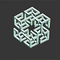 White Geometric Maze Structure Decorative Ornament Set For Modern Home Decor 3d model