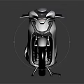 Black Modern Scooter Motorcycle With Sleek Body And Red Brake Calipers