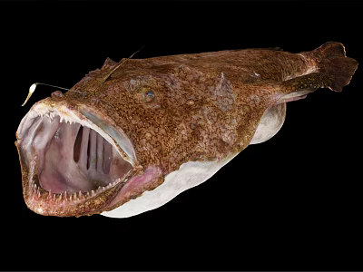 Anglerfish With Large Mouth Sharp Teeth And Spotted Body On Black Background 3d model