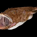 Anglerfish With Large Mouth Sharp Teeth And Spotted Body On Black Background