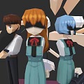 Low Poly Game and Movie Characters With Different Hair Colors Wearing Uniforms