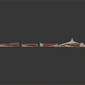 Architectural Building Model Featuring Red Roof Tiles And Various Shapes
