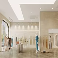 Elegant Modern Women's Clothing Store With Mannequins Hanging Apparel And Display Racks