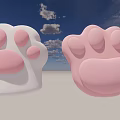 Adorable White And Pink Paw Prints Against Blue Sky With Clouds
