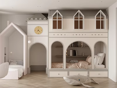 Cozy Kids Bedroom With Castle Inspired Design And Decor 3d model