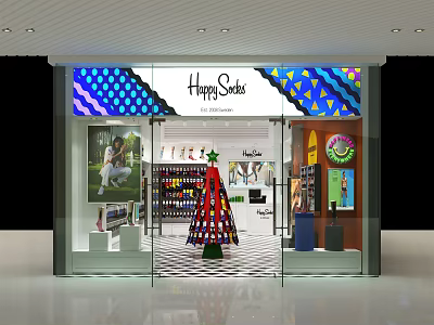 HappySocks Specialty Store With Colorful Window Displays And Sock Collections 3d model