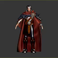 3D Modeled Man Wearing Red Cape With Decorative Belt And Detailed Costume