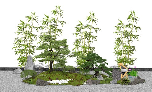 New Chinese style landscape sketch landscape sketch courtyard landscape 3d model