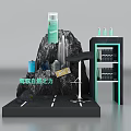 Natural Themed Display Shelves Showcasing Skincare Products With Mountain Inspired Design