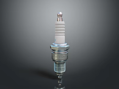 Automotive Spark Plug Featuring Metal Threaded Body Ceramic Insulator And Shiny Electrode 3d model