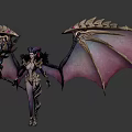 Game and Movie Character Female with Large Decorative Wings Golden Accents and Purple Pink Hues Ornate Armor
