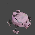 Vintage Pink Steampunk Mechanical Game and Movie Character With Gear Background