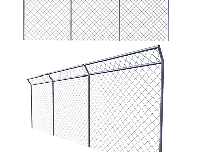 Chain Link Fence Construction Component With Metal Frame And Panel Structure 3d model