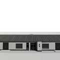 Rural Self Built House With Gray Roof White Walls Front Entrance Courtyard And Plants