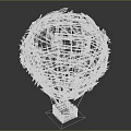 Intricate Decorative Spherical Architectural Component Crafted From Twigs With Square Base 3d model