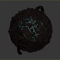 Ancient Fragmented Sphere With Glowing Blue Geometric Patterns And Tentacle Like Appendages