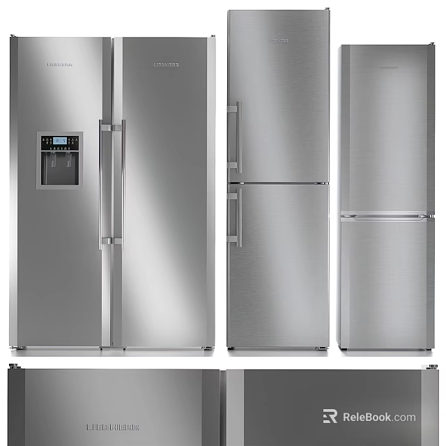 Stainless Steel Refrigerators And Freezers In Various Modern Styles For Kitchen Use 3d model 