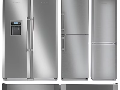 Stainless Steel Refrigerators And Freezers In Various Modern Styles For Kitchen Use 3d model