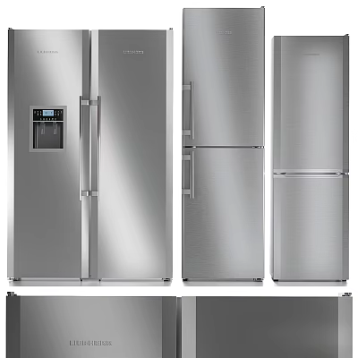 Stainless Steel Refrigerators And Freezers In Various Modern Styles For Kitchen Use 3d model
