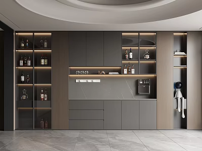Modern Wine Cabinet Design With Glass Doors Lighting Storage And Elegant Interior 3d model