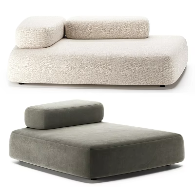 Modern Comfortable Chaise Lounge With Soft Cushions And Neutral Toned Fabric 3d model