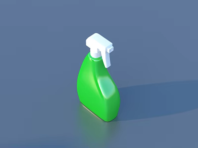 Household Cleaning Spray Bottle Green Plastic With White Trigger For Home Use 3d model