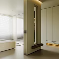 Modern Open Living Dining Area White Interior With Orange Chair Sofa Coffee Table TV Blinds