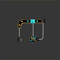 Automated Mechanical Conveyor System With Computer Control And Circular Processing Unit Featuring Blue Yellow Components