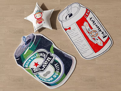 Creative Beer Can Shaped Rugs Stylish Design For Home Floor Decoration 3d model